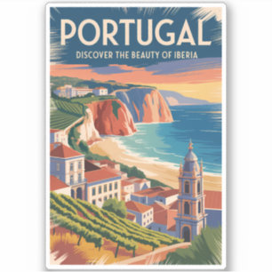 Portugal Iberië Skyline Illustratie Reis Kunst Sticker