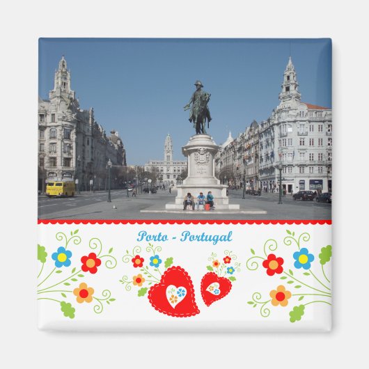 Portugal in foto's - Plein van de Vrijheid van Por Magneet (Voorkant)