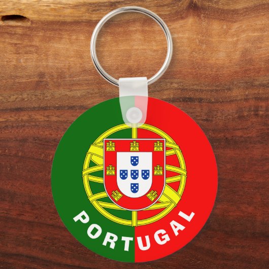 Portugal Inscriptie vlaggenbekleding Wapenrood Sleutelhanger (Voorkant)