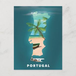 Portugal Kaart reisposter afdrukken.
