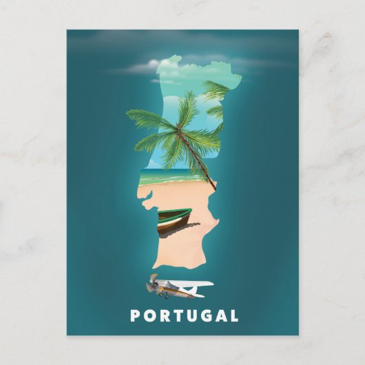 Portugal Kaart reisposter afdrukken. (Voorkant)