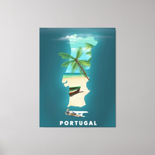 Portugal Kaart reisposter afdrukken. Canvas Afdruk (Voorkant)