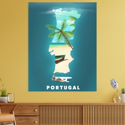 Portugal Kaart reisposter afdrukken. Canvas Afdruk (Insitu (Woonkamer))