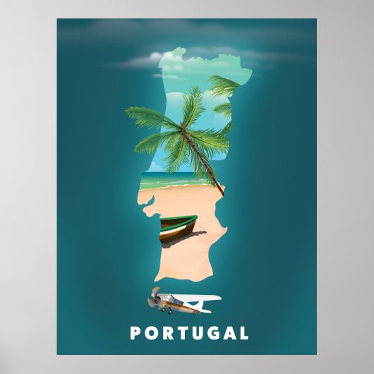Portugal Kaart reisposter afdrukken. Poster (Voorkant)