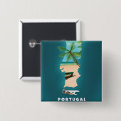Portugal Kaart reisposter afdrukken. Vierkante Button 5,1 Cm (Voorkant /achterkant)