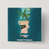 Portugal Kaart reisposter afdrukken. Vierkante Button 5,1 Cm (Voorkant)