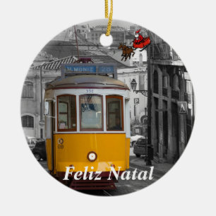 Portugal: Kerst-versiering Lissabon Electric Tram Keramisch Ornament