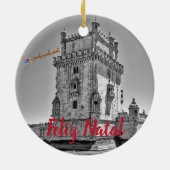 Portugal: Kerstversiering in Lissabon Keramisch Ornament (Achterkant)