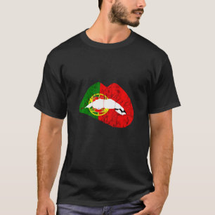 Portugal Lipt Mouth Kiss Me Biting Portugese Kissi T-shirt