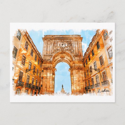 Portugal, Lissabon, Rua Augusta arch Briefkaart (Voorkant)