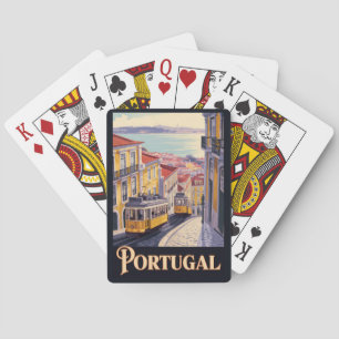 Portugal Lissabon Silhouette Illustratie Reis Kuns Pokerkaarten