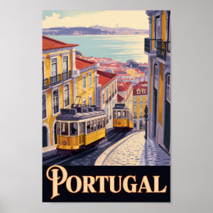 Portugal Lissabon Silhouette Illustratie Reis Kuns Poster