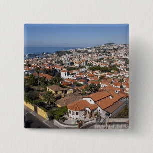 Portugal, Madeira eiland, Funchal. Kabelbaan Vierkante Button 5,1 Cm