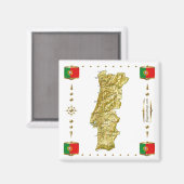 Portugal Map + Flags Magnet (Voorkant / Achterkant)