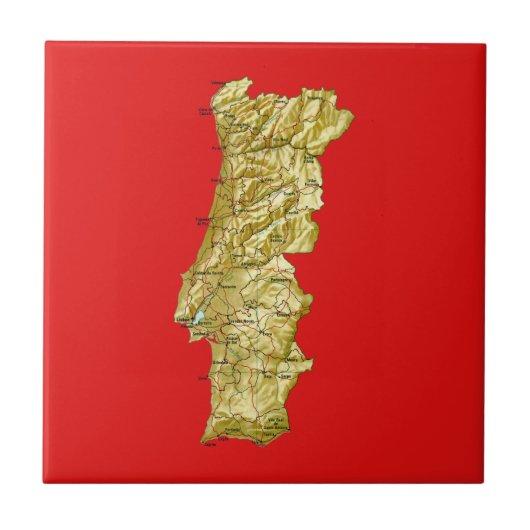Portugal Map Tile Tegeltje (Voorkant)