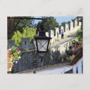 Portugal, Obidos. IJzeren straatlantaarn en 14e Briefkaart