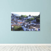 Portugal, Obidos. Verhoogd uitzicht van witgewasse Canvas Afdruk (Insitu (Houten vloer))