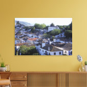 Portugal, Obidos. Verhoogd uitzicht van witgewasse Canvas Afdruk (Insitu (Woonkamer))