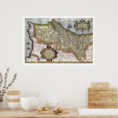 Portugal op Ortelius Map 1579 Poster (Keuken)