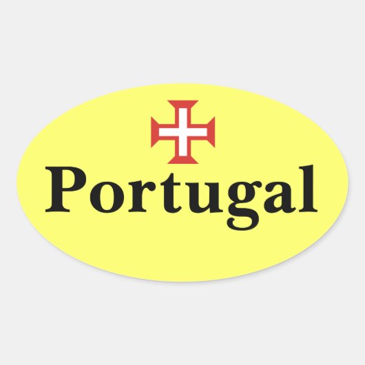Portugal* Ovale Sticker met Portugees kruis (Voorkant)