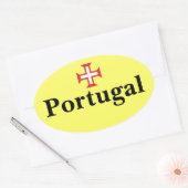 Portugal* Ovale Sticker met Portugees kruis (Envelop)