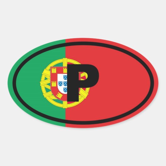 Portugal P Europees Ovale Sticker (Voorkant)