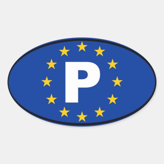 Portugal P Europese Unie Ovale Sticker (Voorkant)