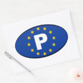 Portugal P Europese Unie Ovale Sticker (Envelop)
