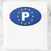 Portugal P Europese Unie Ovale Sticker (Tas)