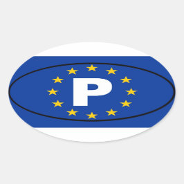 Portugal P Europese Unie Ovale Sticker