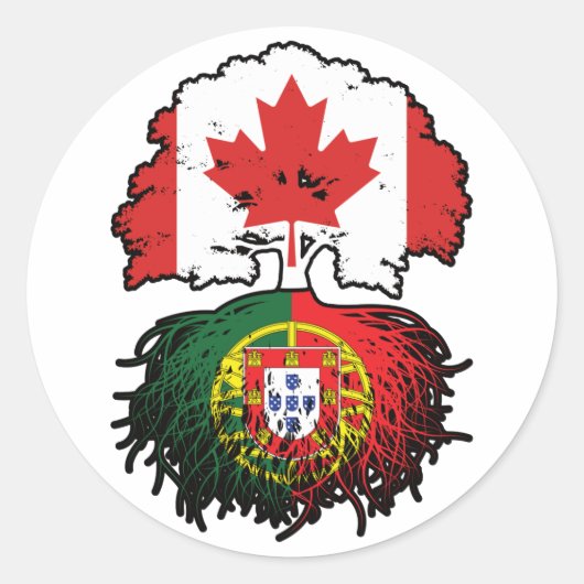 Portugal Portugese Canadese boomstammen Ronde Sticker (Voorkant)