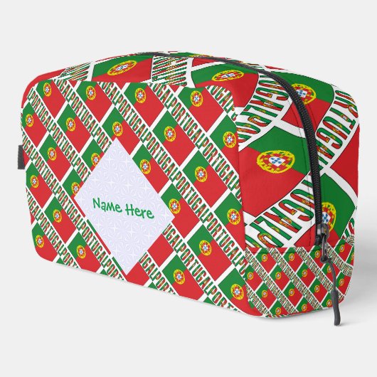 Portugal Portugese vlag betegeld gepersonaliseerd Toilettasje (Rechterhoek)