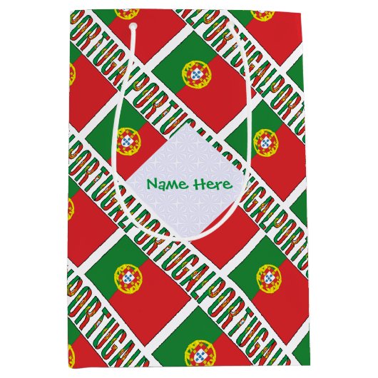 Portugal Portugese vlag betegeld groen gepersonali Medium Cadeauzakje (Voorkant)
