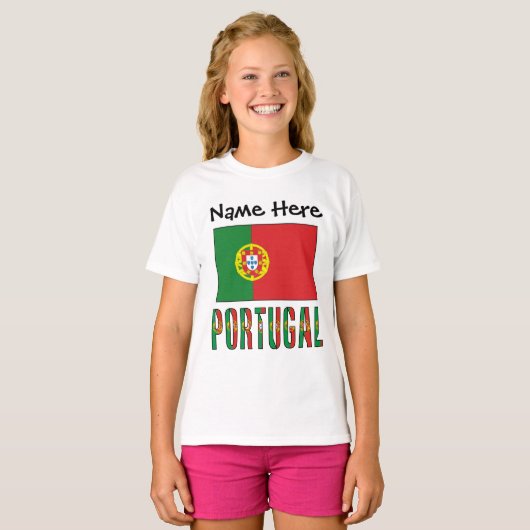 Portugal Portugese vlag gepersonaliseerd T-shirt (Voorkant volledig)