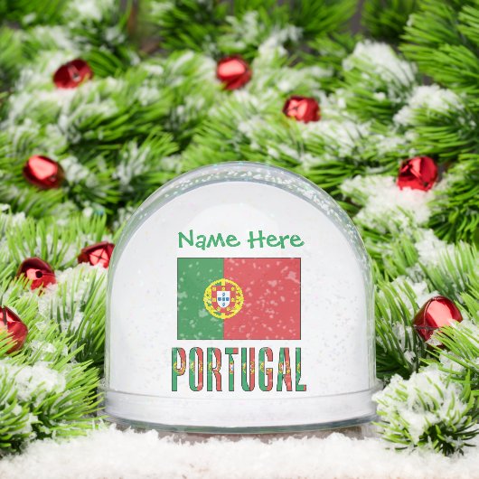 Portugal Portugese Vlag Groen Gepersonaliseerd Sneeuwbol (Kerstmis)