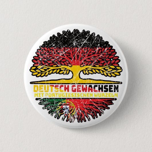 Portugal Portugiesisch Deutsch Deutschland Baum Ronde Button 5,7 Cm (Voorkant)