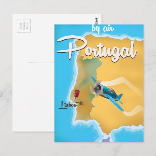 Portugal poster van het klassieke treinverkeer briefkaart (Voorkant / Achterkant)
