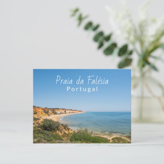 Portugal Praia da Falesia in de Algarve Reizen Briefkaart (Staand voorkant)