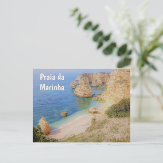 Portugal Praia da Marinha Strand in de Algarve Briefkaart (Staand voorkant)