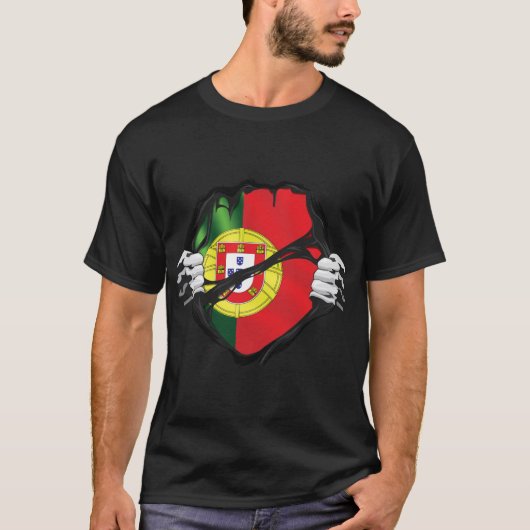Portugal Pure Roots Flag Black T-shirt (Voorkant)