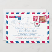 Portugal Red Blue Airmail Photo Baptisme Save The Date (Voorkant)