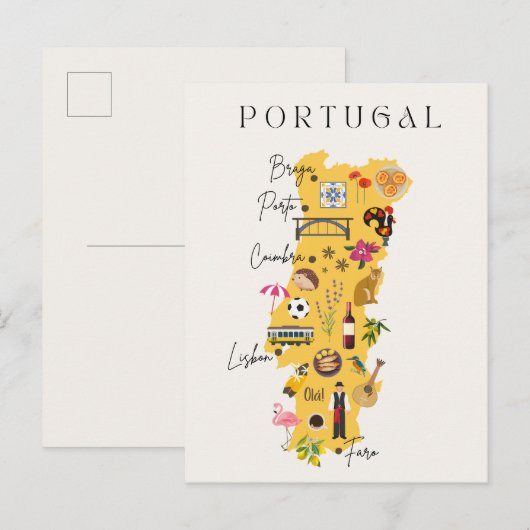 Portugal reiskaart briefkaart (Voorkant / Achterkant)