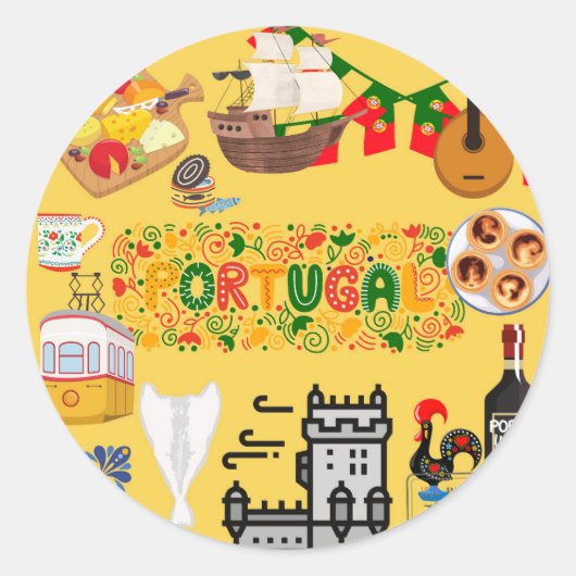 Portugal Ronde Sticker (Voorkant)