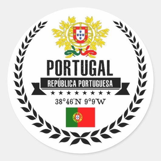 Portugal Ronde Sticker (Voorkant)