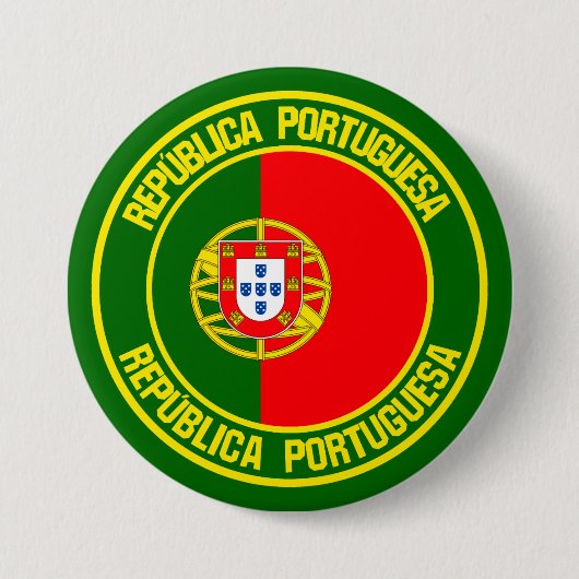 Portugal Round Emblem Ronde Button 7,6 Cm (Voorkant)