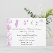 Portugal Save The Date in paars en wit (Staand voorkant)