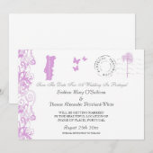 Portugal Save The Date in pruim en wit (Voorkant / Achterkant)