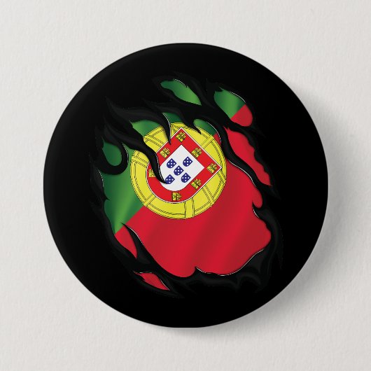 portugal scheurde vlag ronde button 7,6 cm (Voorkant)