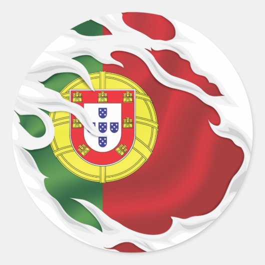 portugal scheurde vlag ronde sticker (Voorkant)