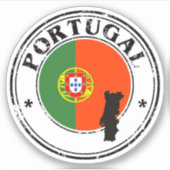 Portugal Seal Sticker Ronde Vlag voor Laptop Boek. (Voorkant)